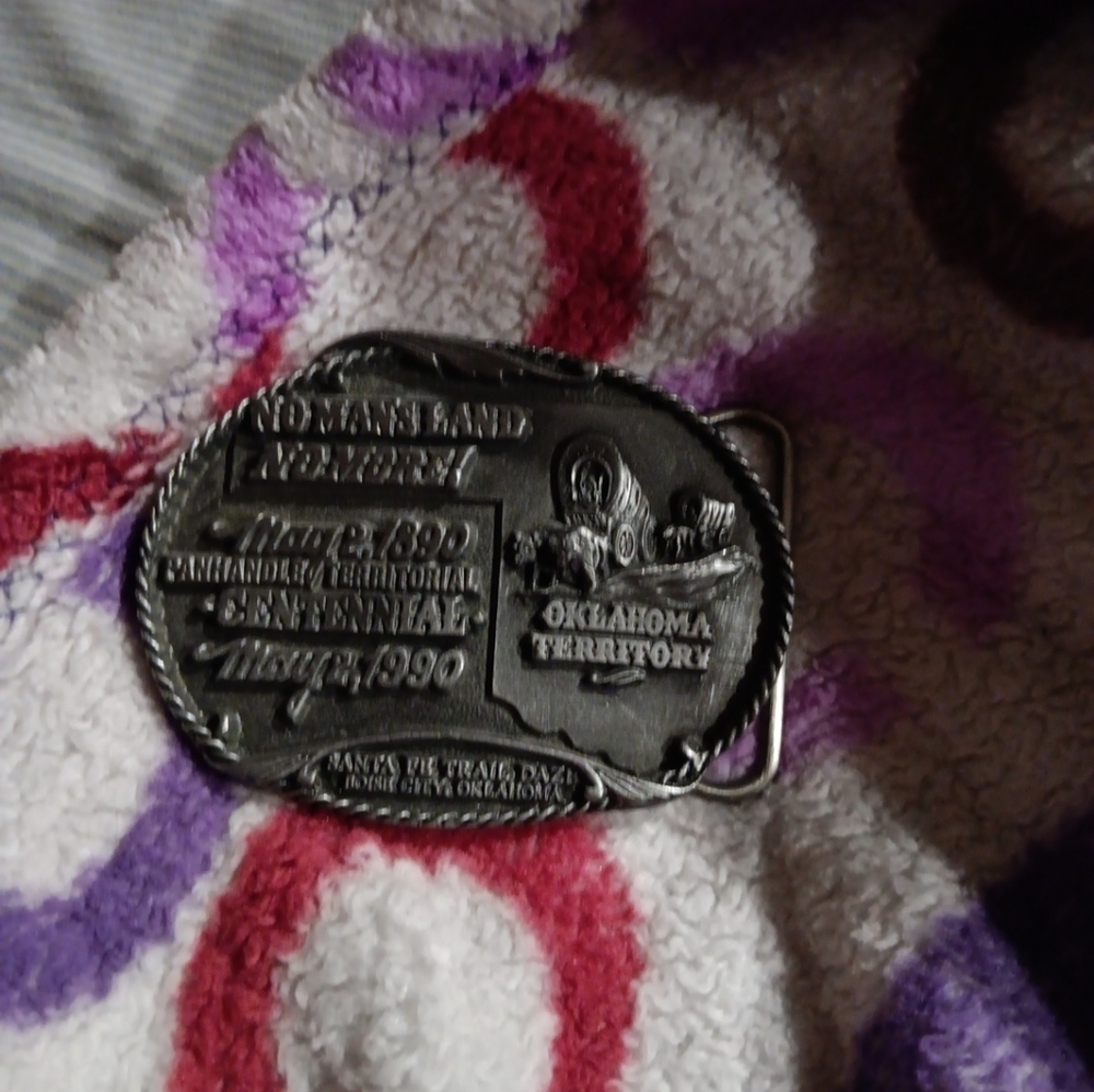 Vintaga 1890 , 1990 no mens land nomore  Oklahoma  Buckle - Picture 8 of 8